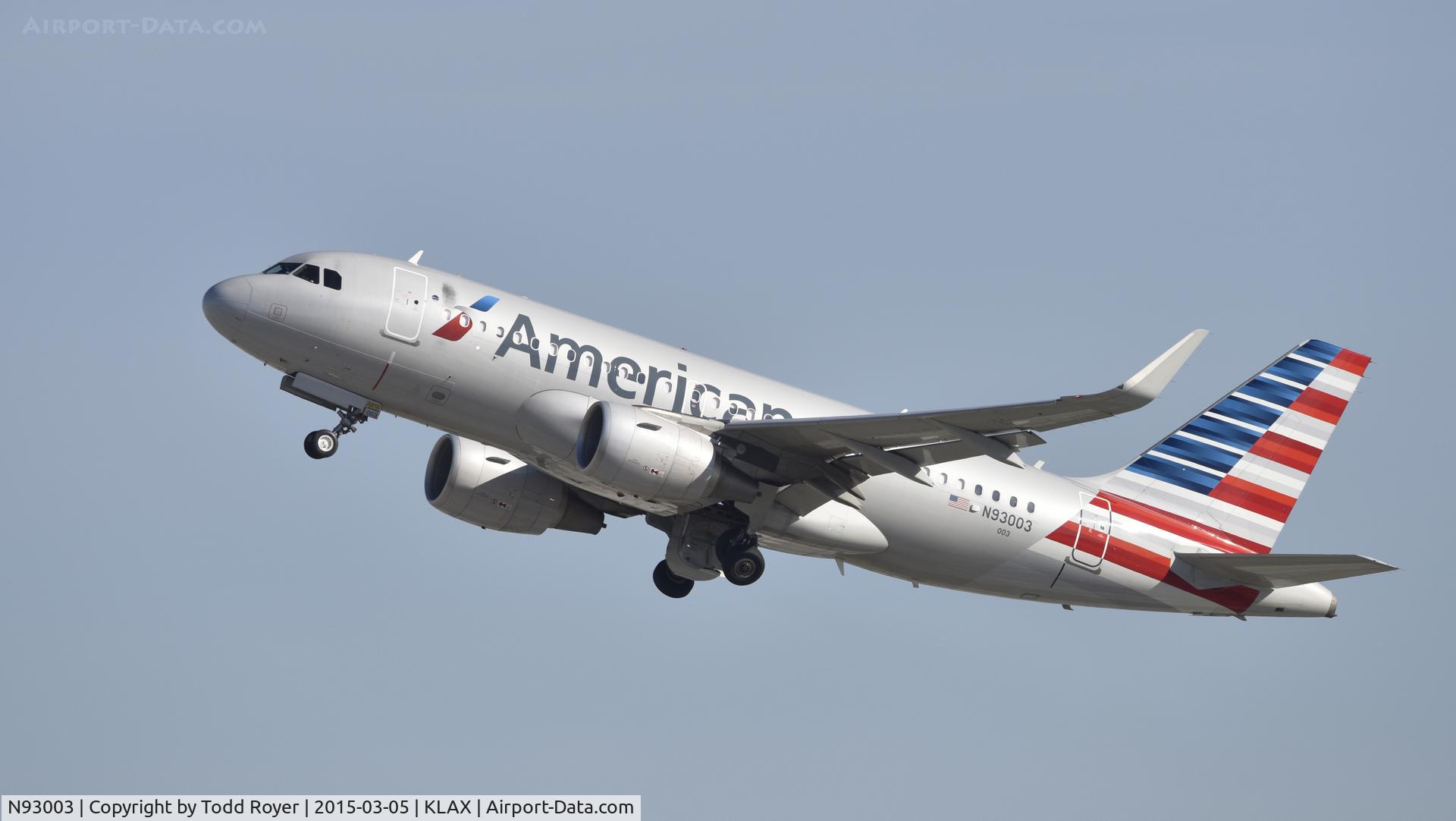N93003, 2013 Airbus A319-115 C/N 5704, Departing LAX on 25R