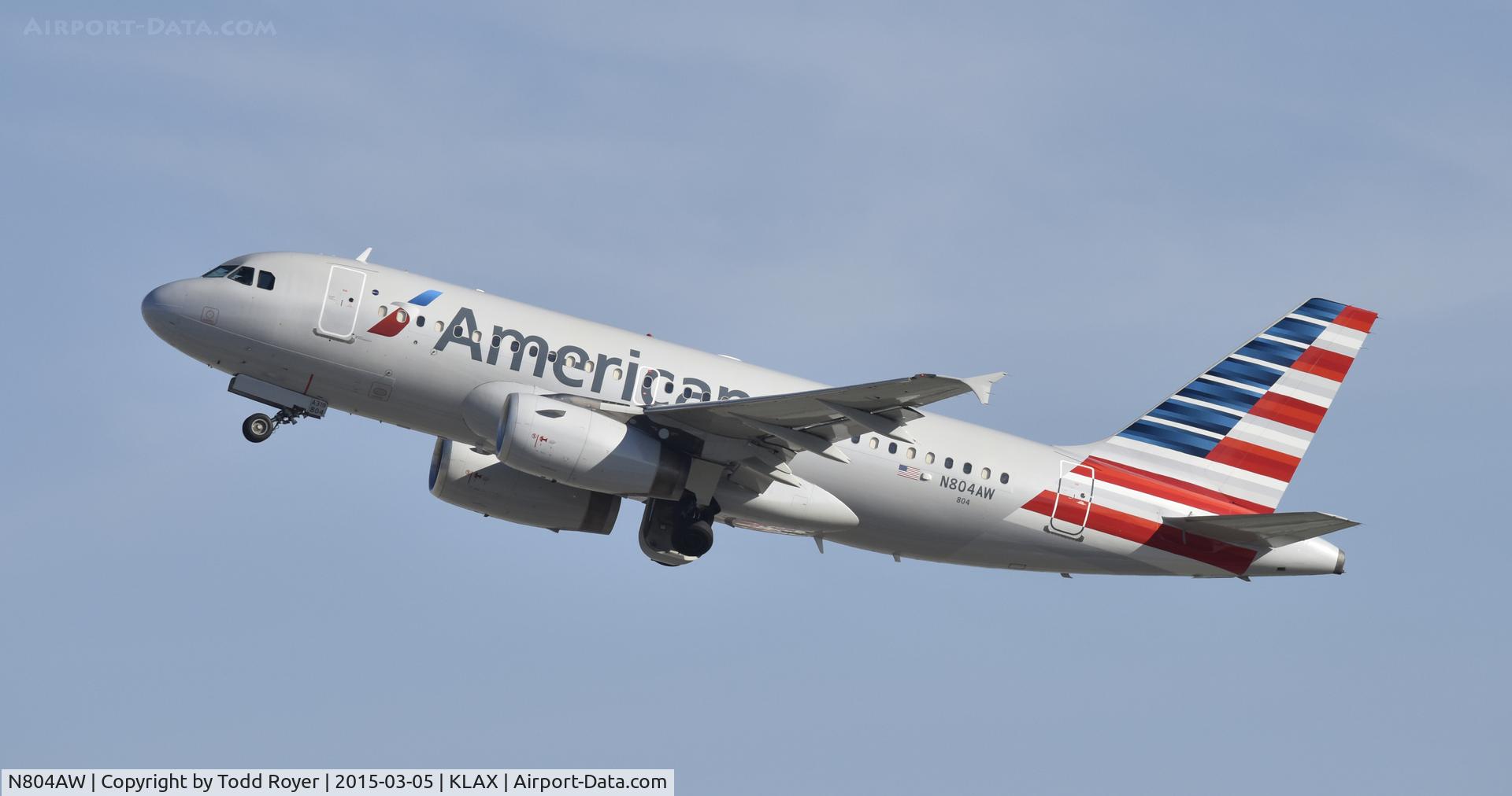 N804AW, 1999 Airbus A319-132 C/N 1043, Departing LAX on 25R