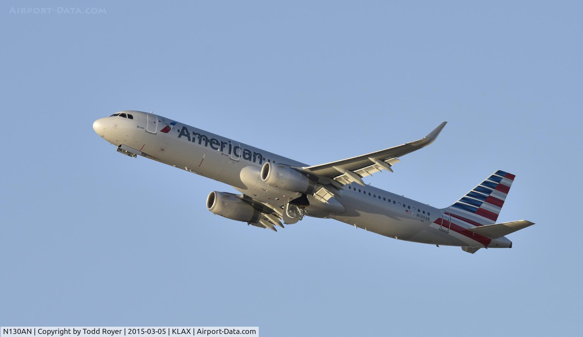 N130AN, 2014 Airbus A321-231 C/N 6407, Departing LAX on 25R