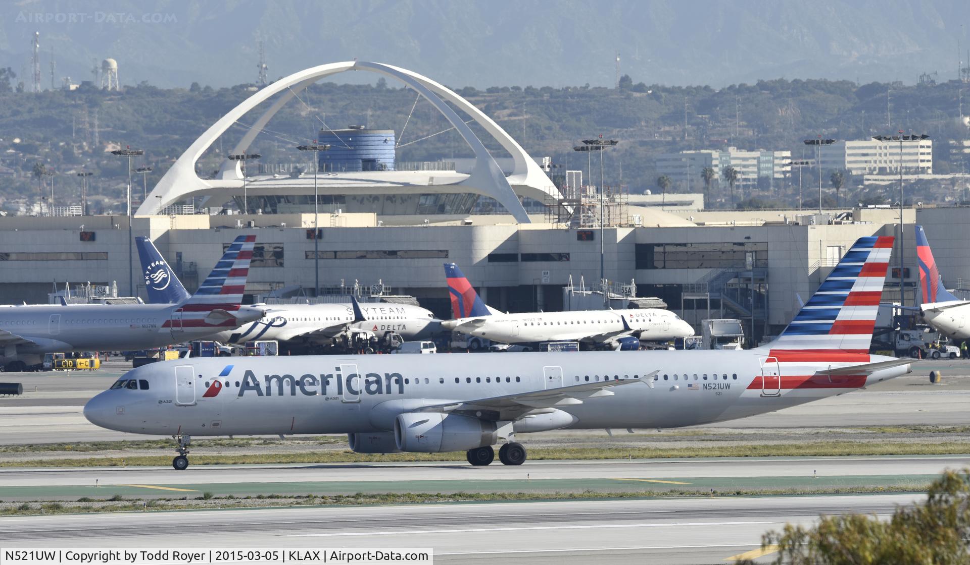 N521UW, 2009 Airbus A321-231 C/N 3944, Taxiing to gate at LAX