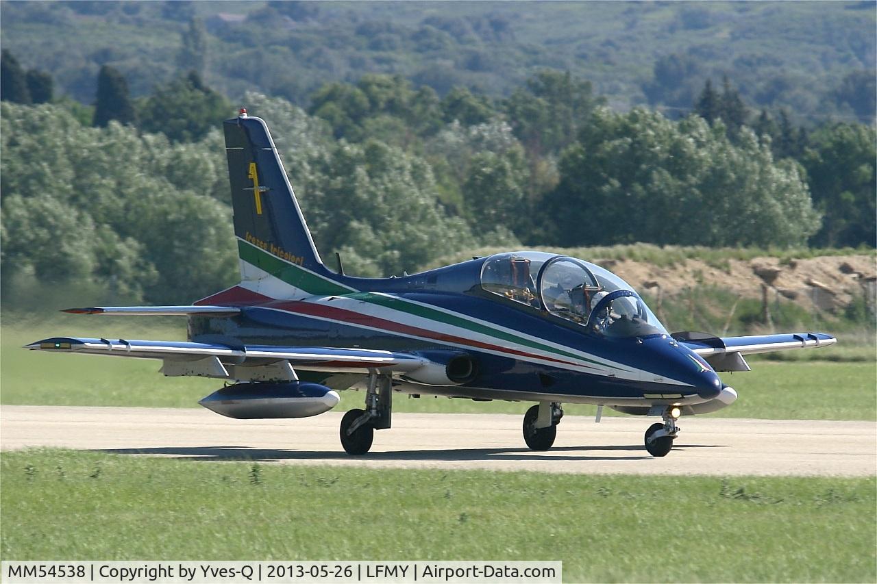 MM54538, Aermacchi MB-339PAN C/N 6759/154/AA070, Italian Air Force Aermacchi MB-339PAN, Number 1 in may 2013, Frecce Tricolori Aerobatic Team Leader, Landing rwy 34, Salon De Provence Air Base 701 (LFMY) Open day 2013