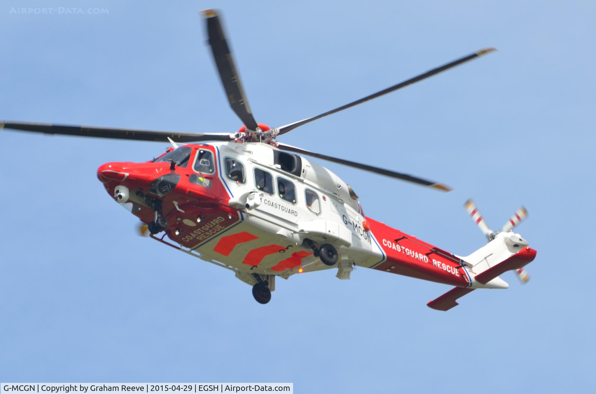 G-MCGN, 2014 AgustaWestland AW-189 C/N 92001, Departing from Norwich.