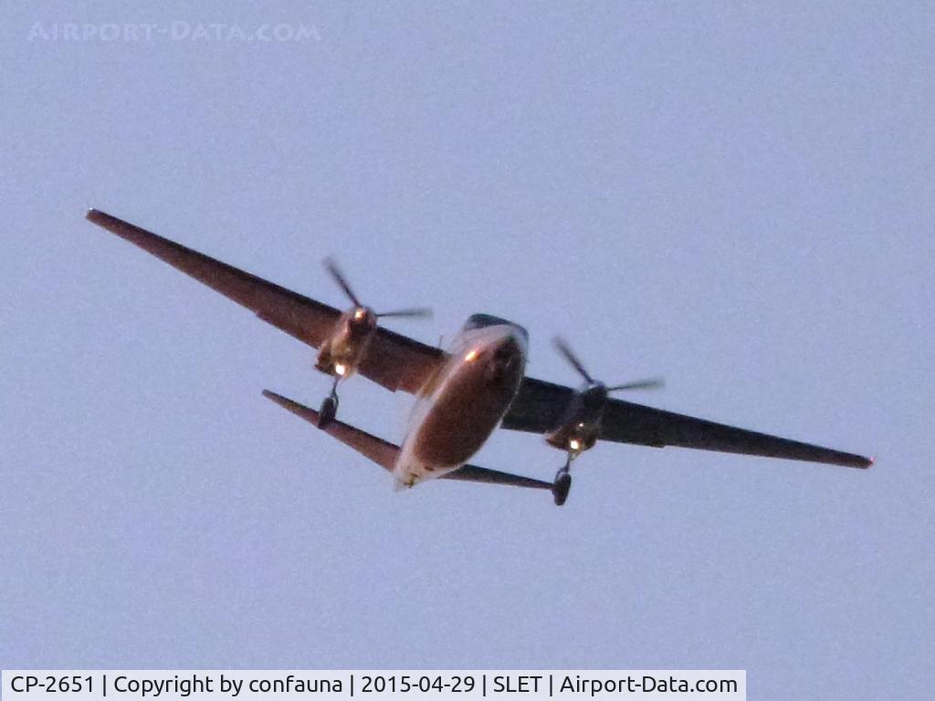 CP-2651, 1985 Gulfstream Aerospace 690D Jetprop 900 C/N 15042, Approaching El Trompillo almost dark