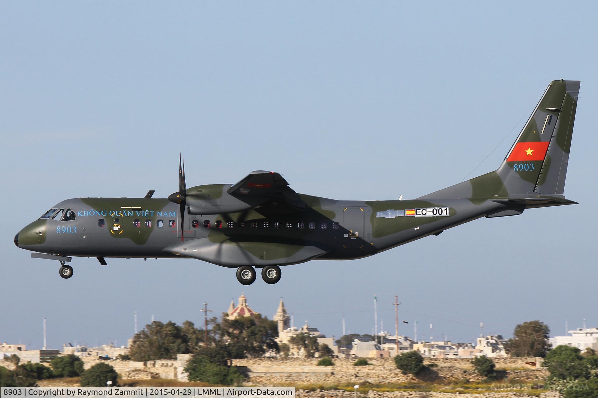 8903, CASA C-295M C/N S-132, Casa CN295 8903 Vietnam Air Force seen landing in Malta for a night stop during delivery flight.