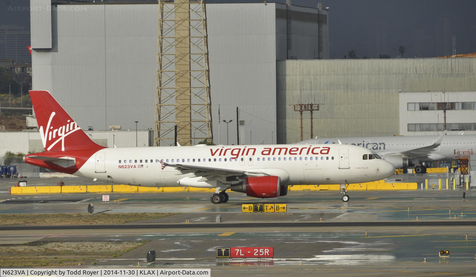 N623VA, 2006 Airbus A320-214 C/N 2740, Departing LAX on 7L