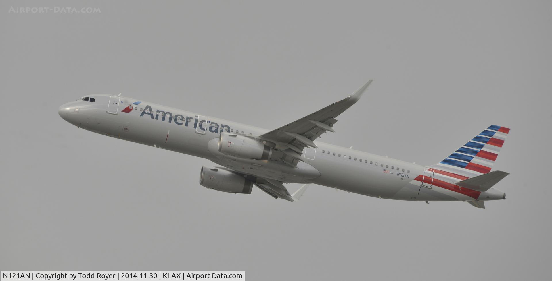 N121AN, 2014 Airbus A321-231 C/N 6238, Departing LAX on 25R