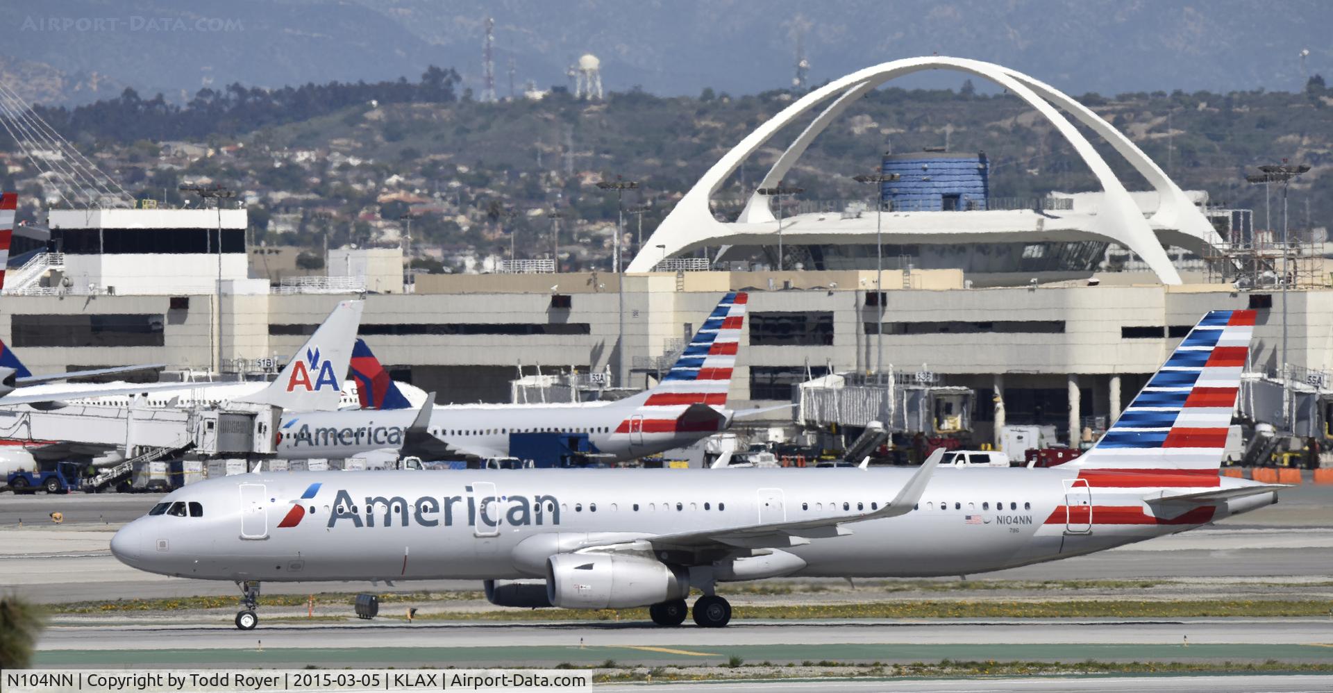N104NN, 2013 Airbus A321-231 C/N 5895, Taxiing to gate at LAX