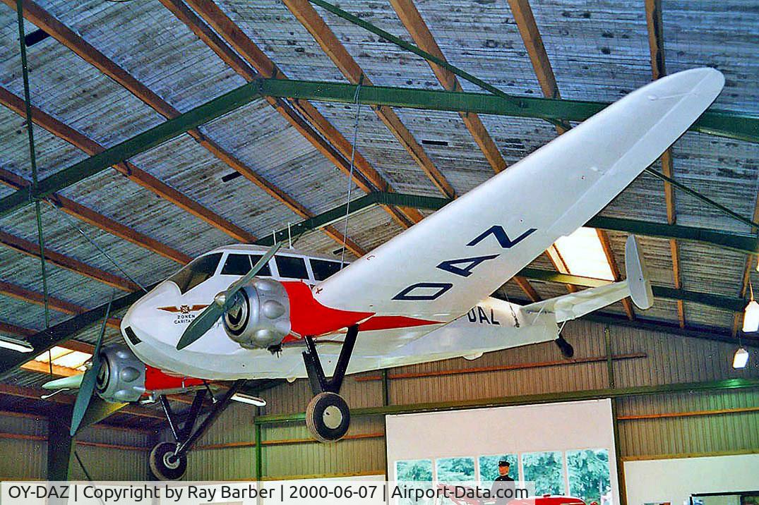 OY-DAZ, 1937 General Aircraft Monospar ST-25 Ambulance C/N GAL/ST/25/95, General Aviation Monospar ST-25 Ambulance [ST25/95] (Egeskov Veteranmuseum) Egeskov~OY 07/06/2000
