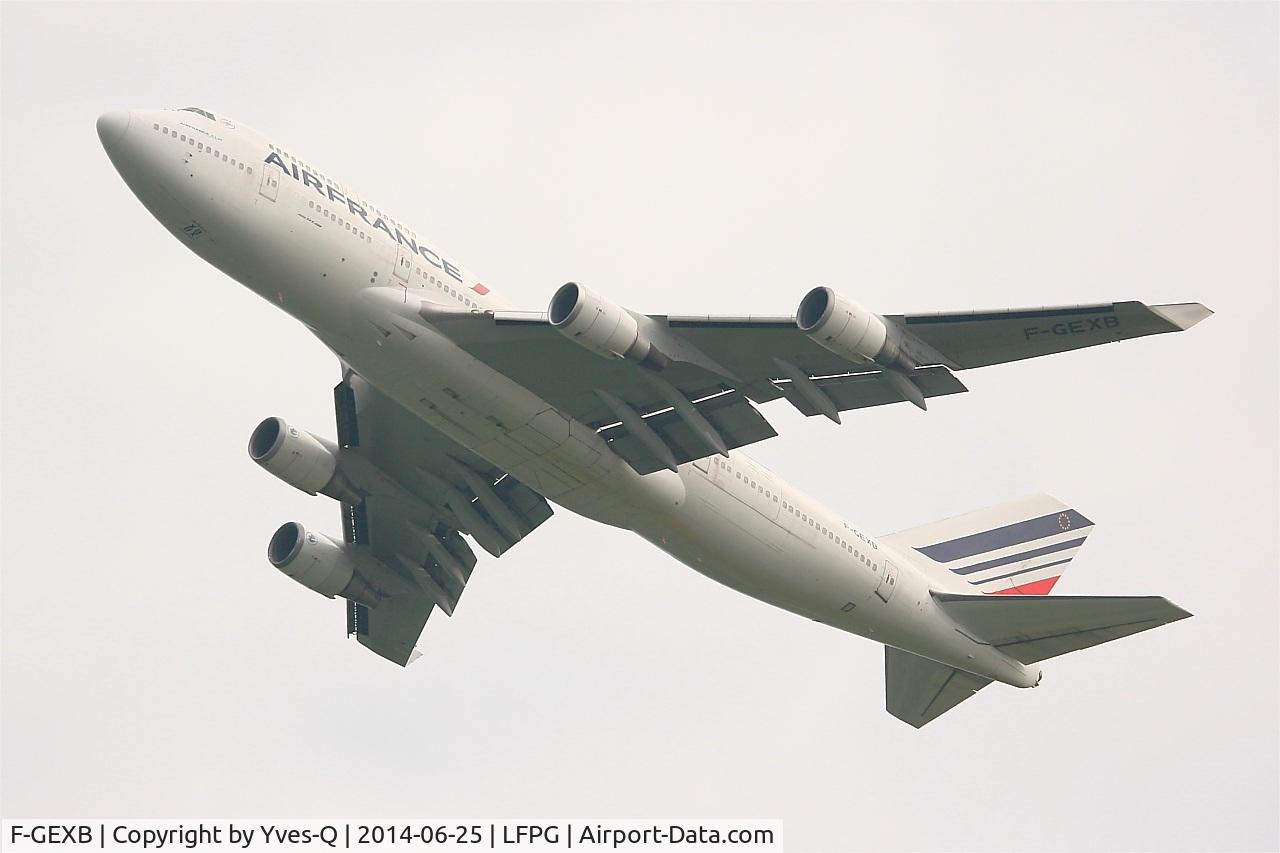 F-GEXB, 1991 Boeing 747-4B3M C/N 24155, Boeing 747-4B3M, Take off rwy 27L, Roissy Charles De Gaulle airport (LFPG-CDG)