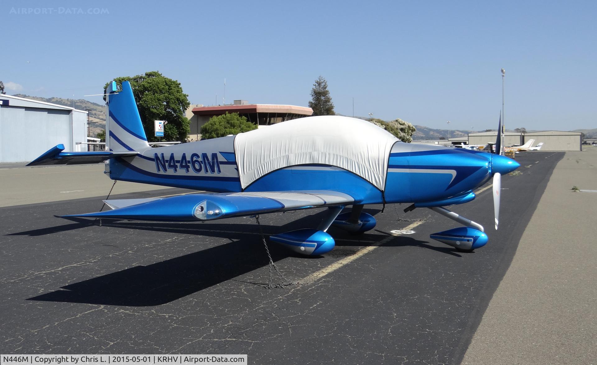 N446M, 2012 Vans RV-10 C/N 40270, A transient 2012 Vans RV-10 sitting on the hot transient ramp at Reid Hillview Airport, CA. It was here a few months ago, and sat on the transient ramp for at least a month.