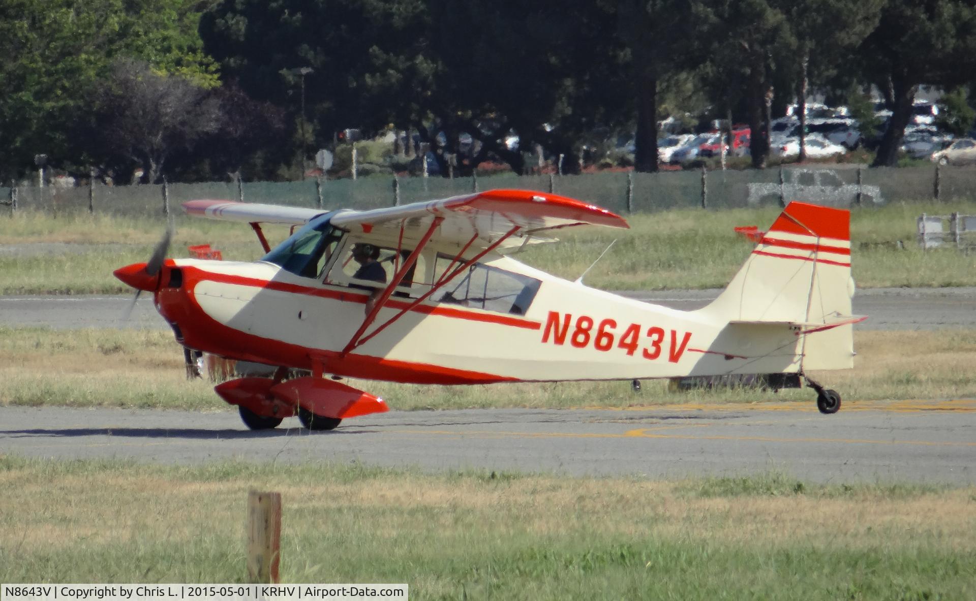 N8643V, 1975 Bellanca 7GCBC C/N 817-75, A local 1975 Decathalon taxing back to its hangar.
