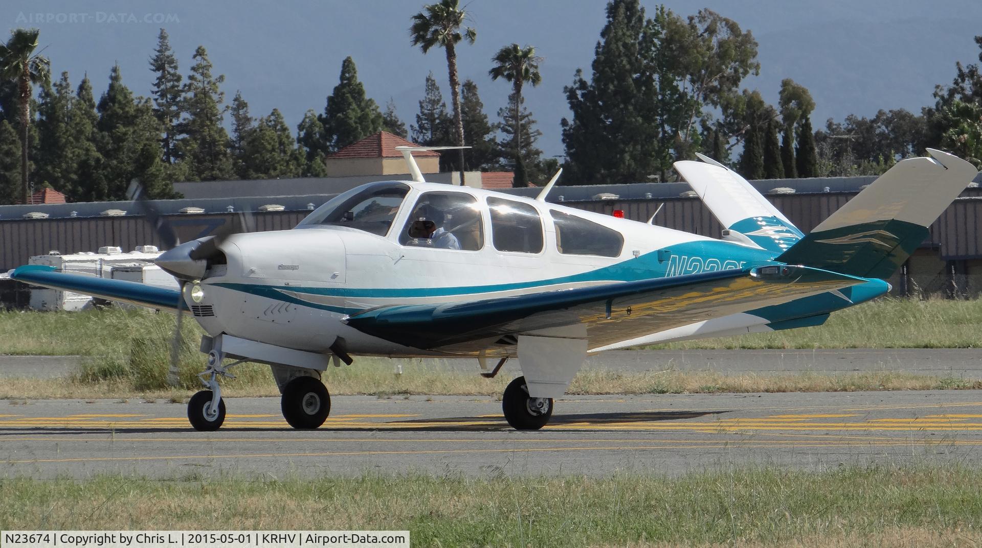 N23674, 1978 Beech V35B Bonanza C/N D-10146, A local 1978 Beechcraft V35 taxing back to its hangar.