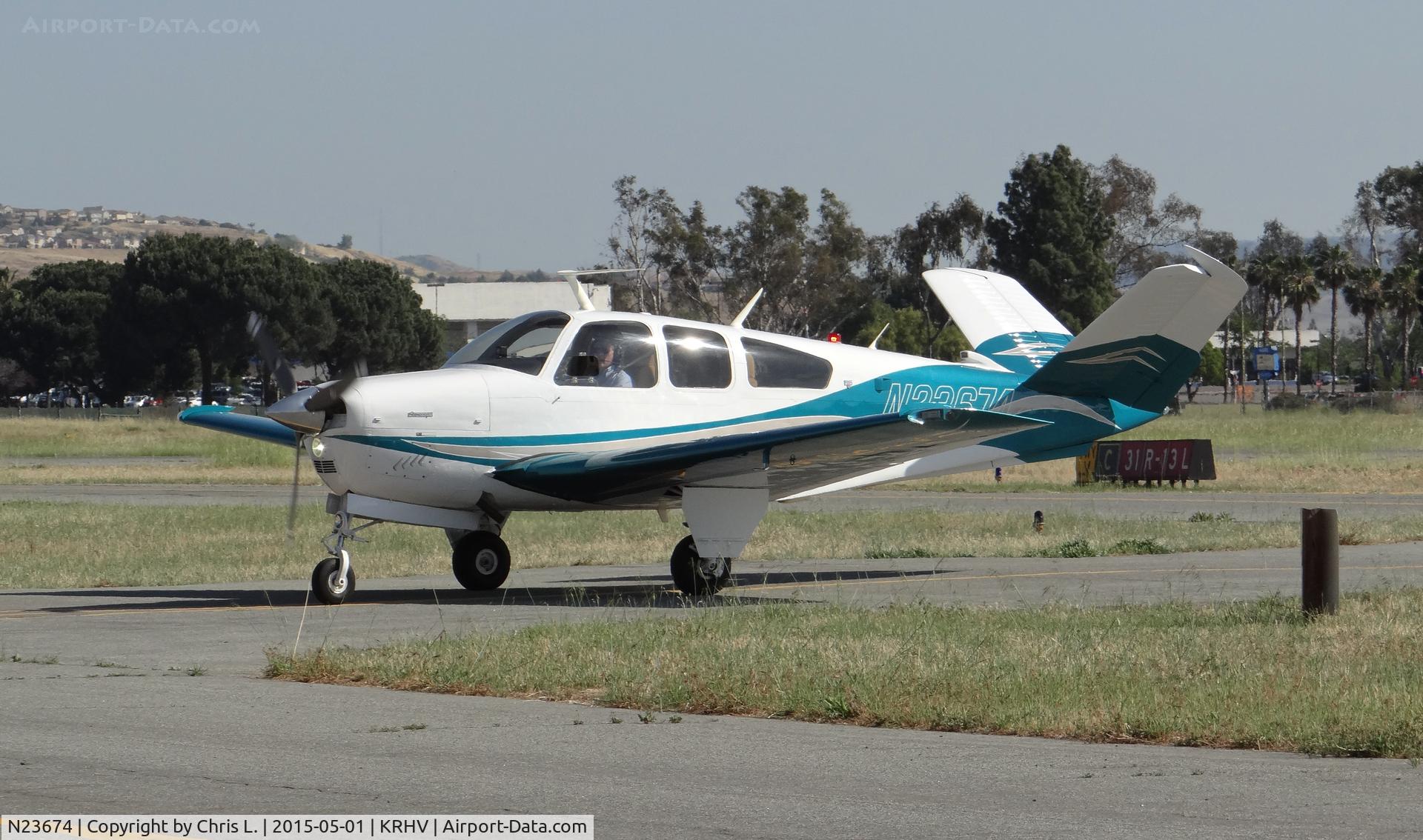 N23674, 1978 Beech V35B Bonanza C/N D-10146, A local 1978 Beechcraft V35 taxing back to its hangar.