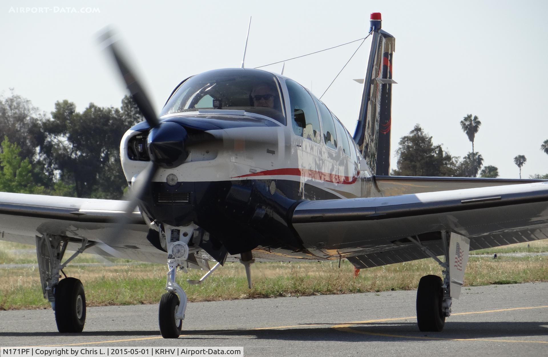 N171PF, 1980 Beech A36TC Bonanza 36 C/N EA-164, A local 1980 Beechcraft Bonanza A36 Turbo Charged taxing down Z for a VFR departure.