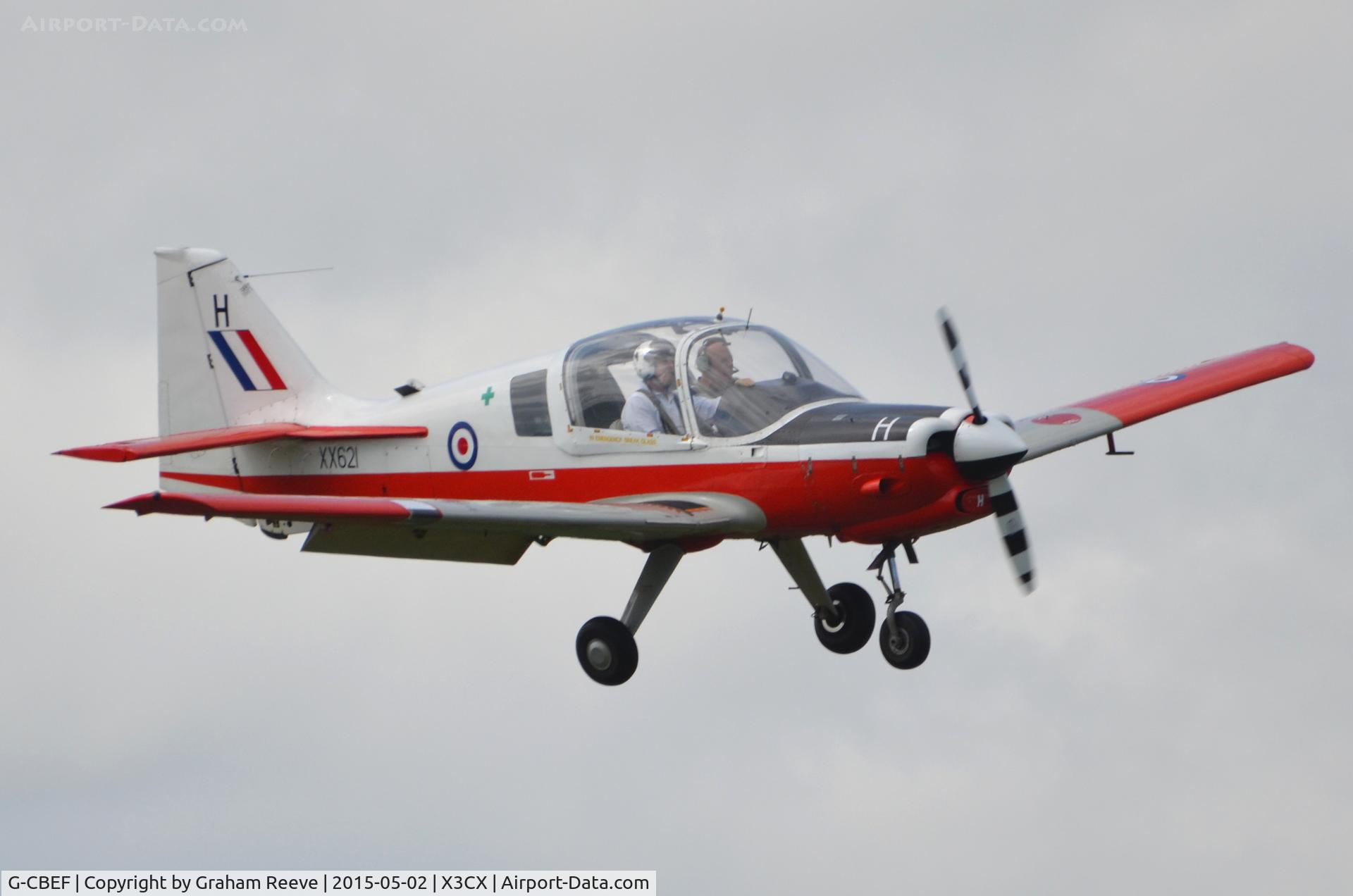 G-CBEF, 1974 Scottish Aviation Bulldog T.1 C/N BH120/286, Landing at Northrepps.
