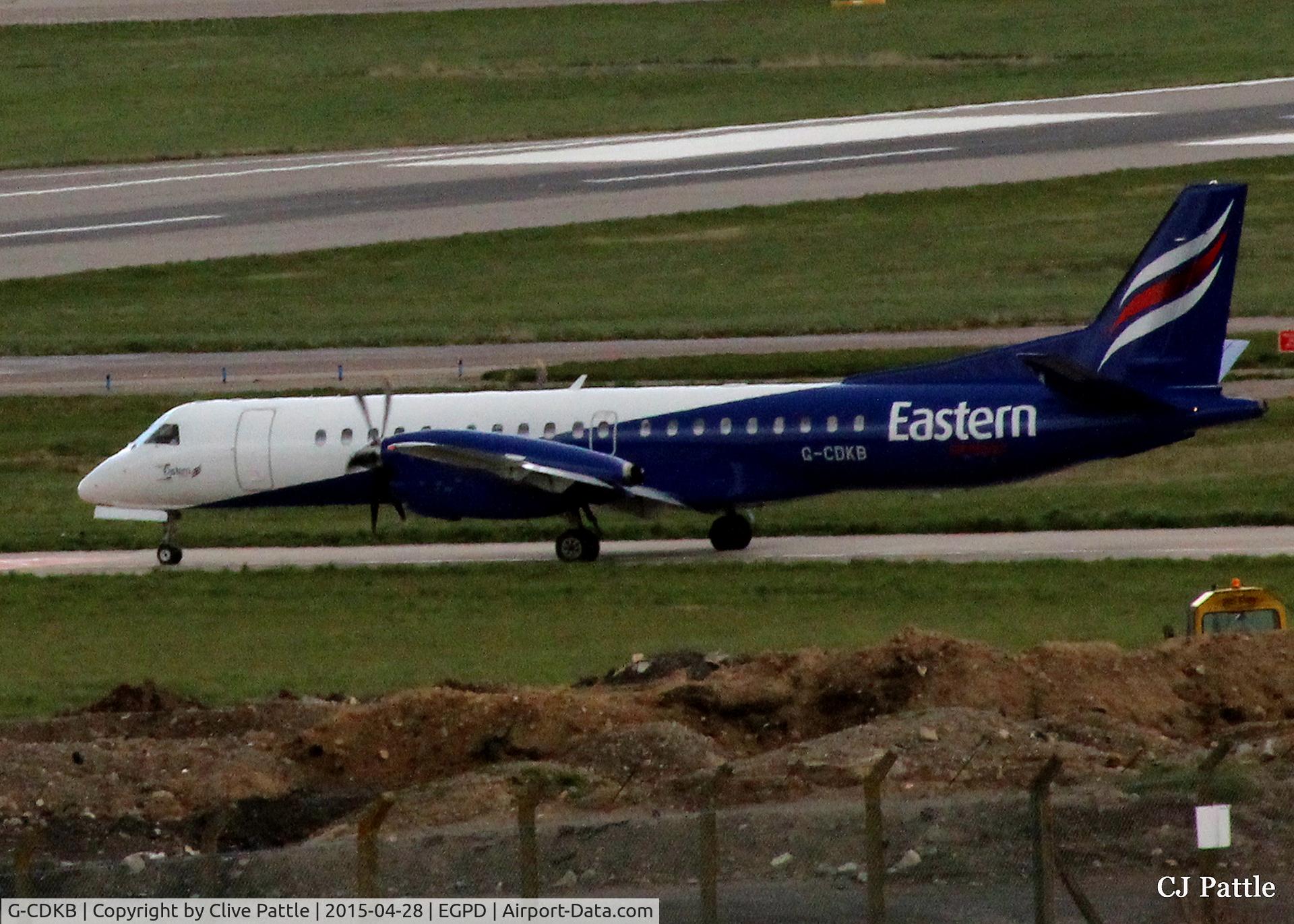 G-CDKB, 1996 Saab 2000 C/N 2000-032, Taxying for departure from its home base at Aberdeen