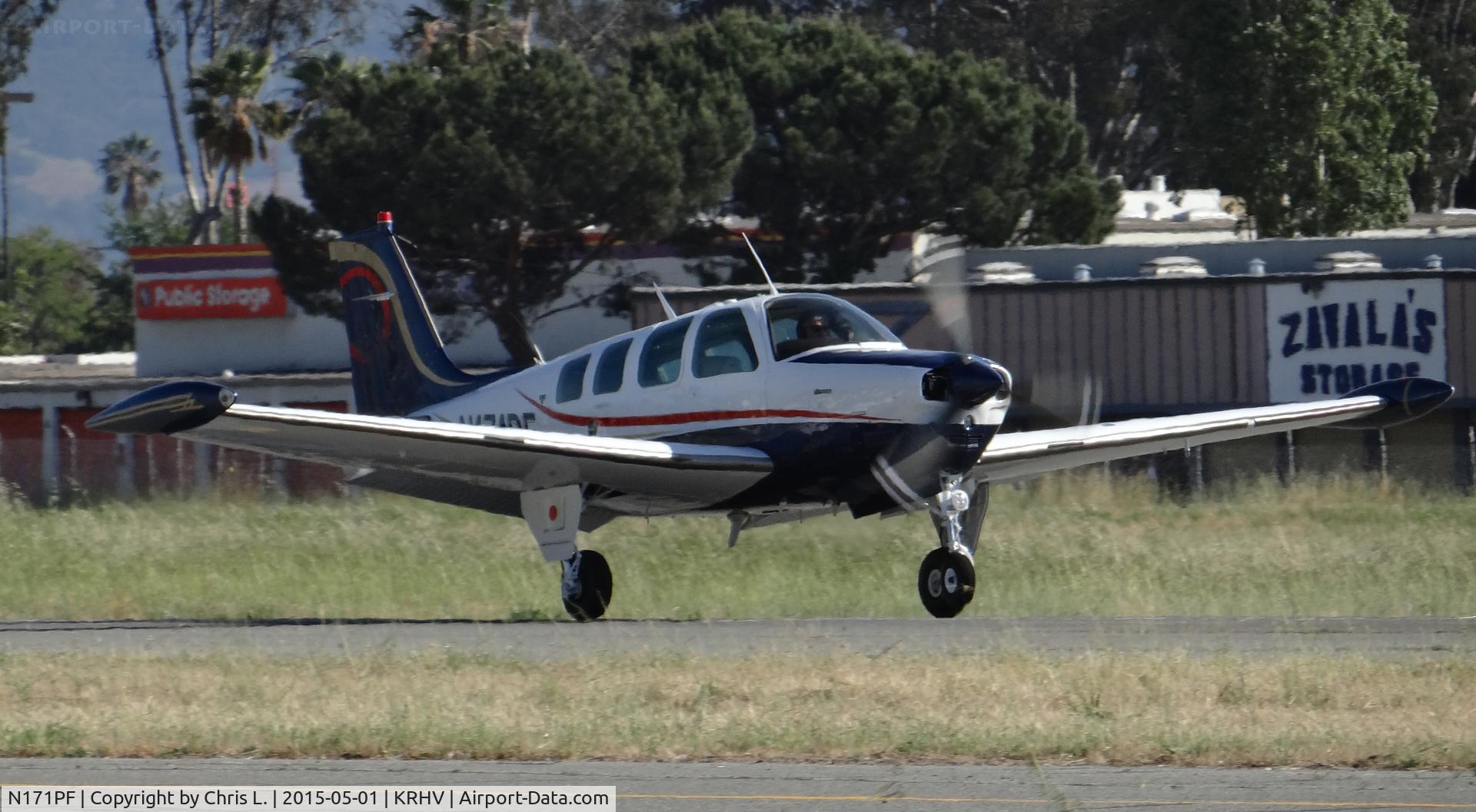 N171PF, 1980 Beech A36TC Bonanza 36 C/N EA-164, A local 1980 Beechcraft Bonanza A36 Turbo Charged taking off on runway 31R.