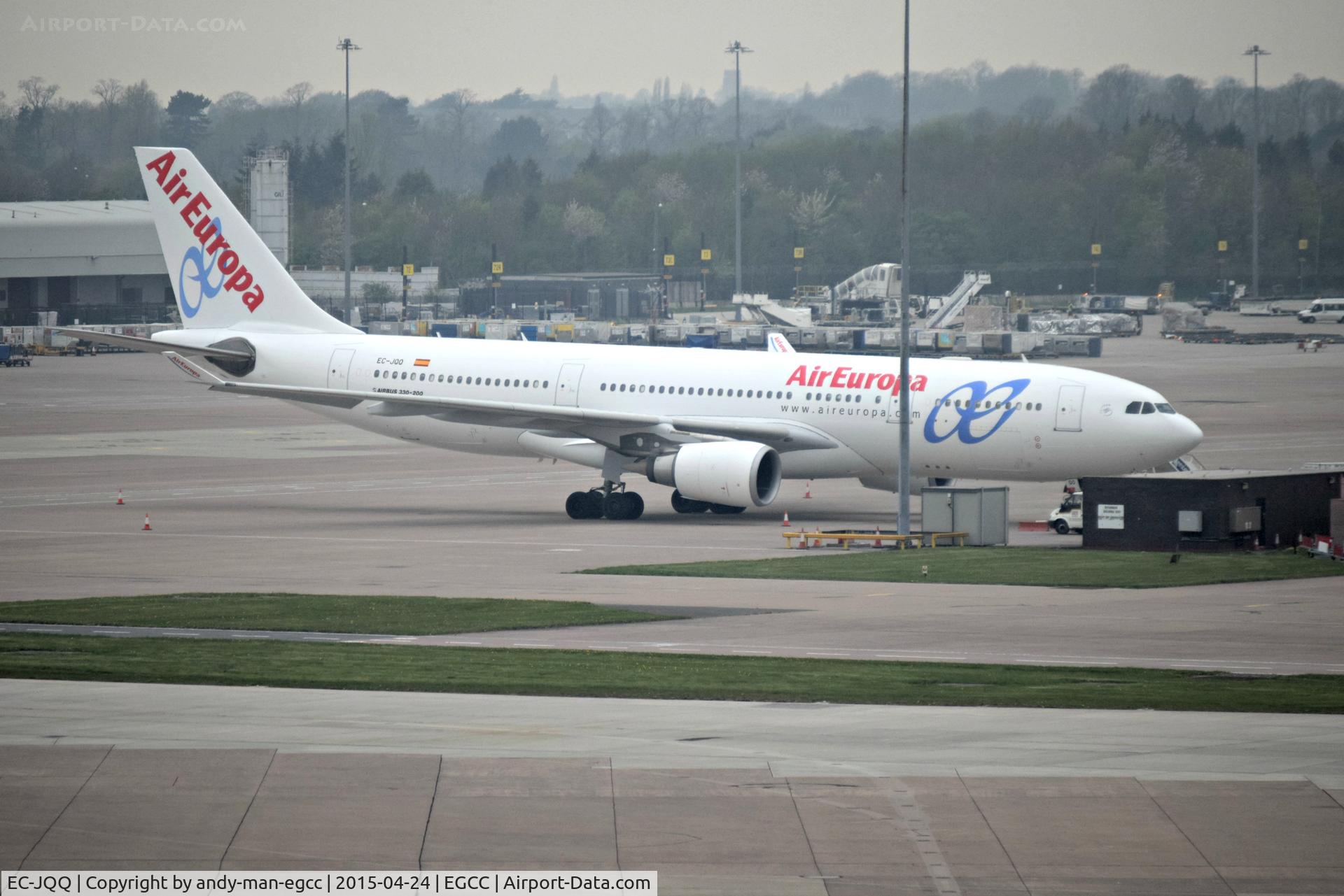 EC-JQQ, 2006 Airbus A330-202 C/N 749, parked up at the airport on 1 of the stands/gates photo taken from the top of the car park