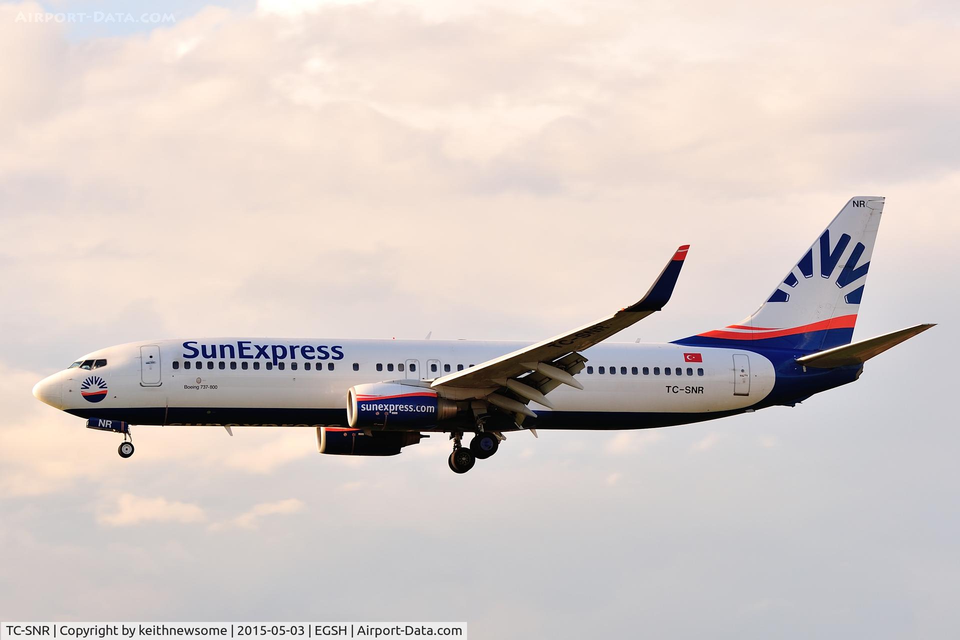 TC-SNR, 2010 Boeing 737-8HC C/N 40754, First Dalaman holiday charter of 2015.