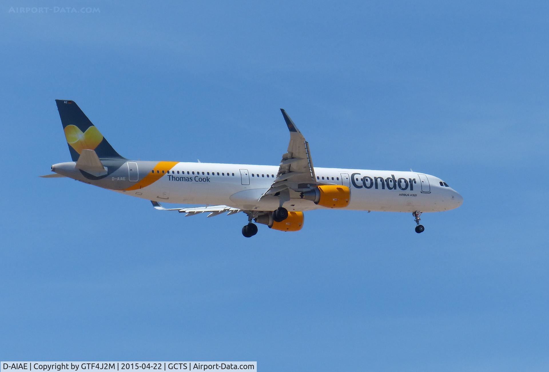 D-AIAE, 2014 Airbus A321-211 C/N 6376, D-AIAE  Condor  on approach to Tenerife South 22.4.15