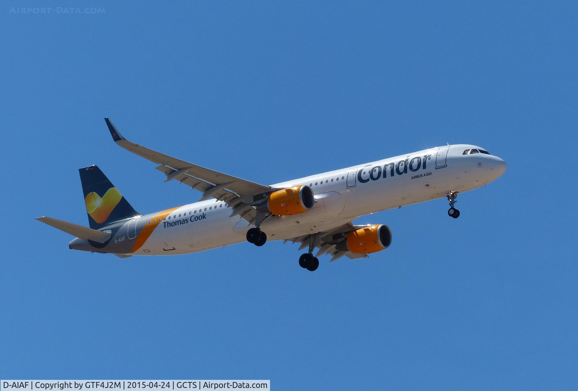 D-AIAF, 2015 Airbus A321-211 C/N 6459, D-AIAF  Condor  on  approach to Tenerife South 24.4.15
