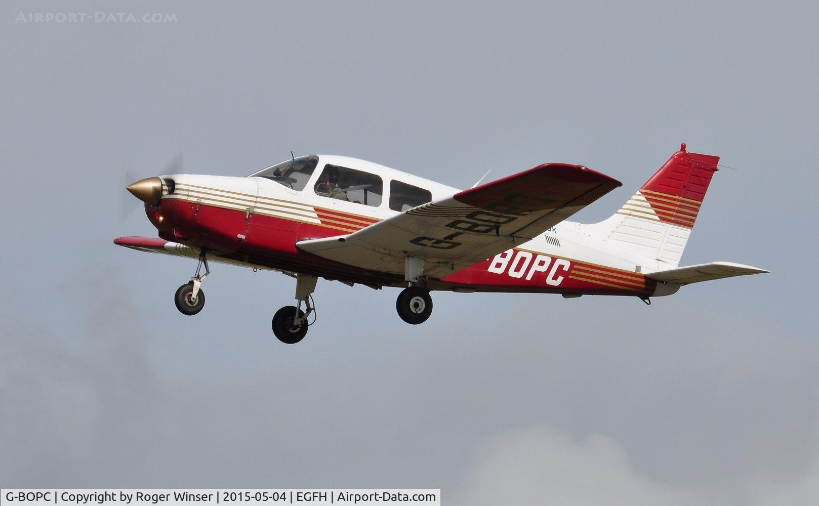 G-BOPC, 1982 Piper PA-28-161 Cherokee Warrior II C/N 28-8216006, Visiting Cherokee Warrior operated by Aeros Flight Training departing Runway 22.