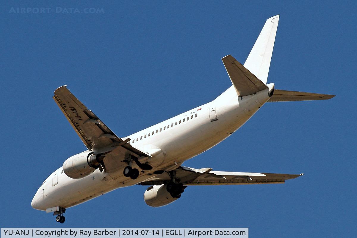 YU-ANJ, 1986 Boeing 737-3H9 C/N 23714/1305, Boeing 737-3H9 [23714] (JAT Airways) Home~G 14/07/2014. On approach 27R.