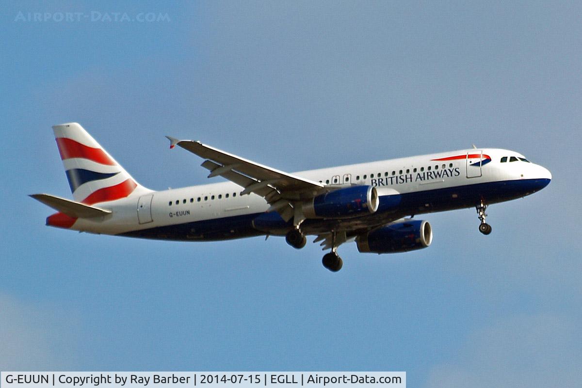 G-EUUN, 2003 Airbus A320-232 C/N 1910, Airbus A320-232 [1910] (British Airways) Home~G 15/07/2014. On approach 27L.