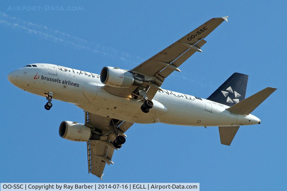 OO-SSC, 1999 Airbus A319-112 C/N 1086, Airbus A319-112 [1086] (Brussels Airlines) Home~G 16/07/2014. On approach 27R.