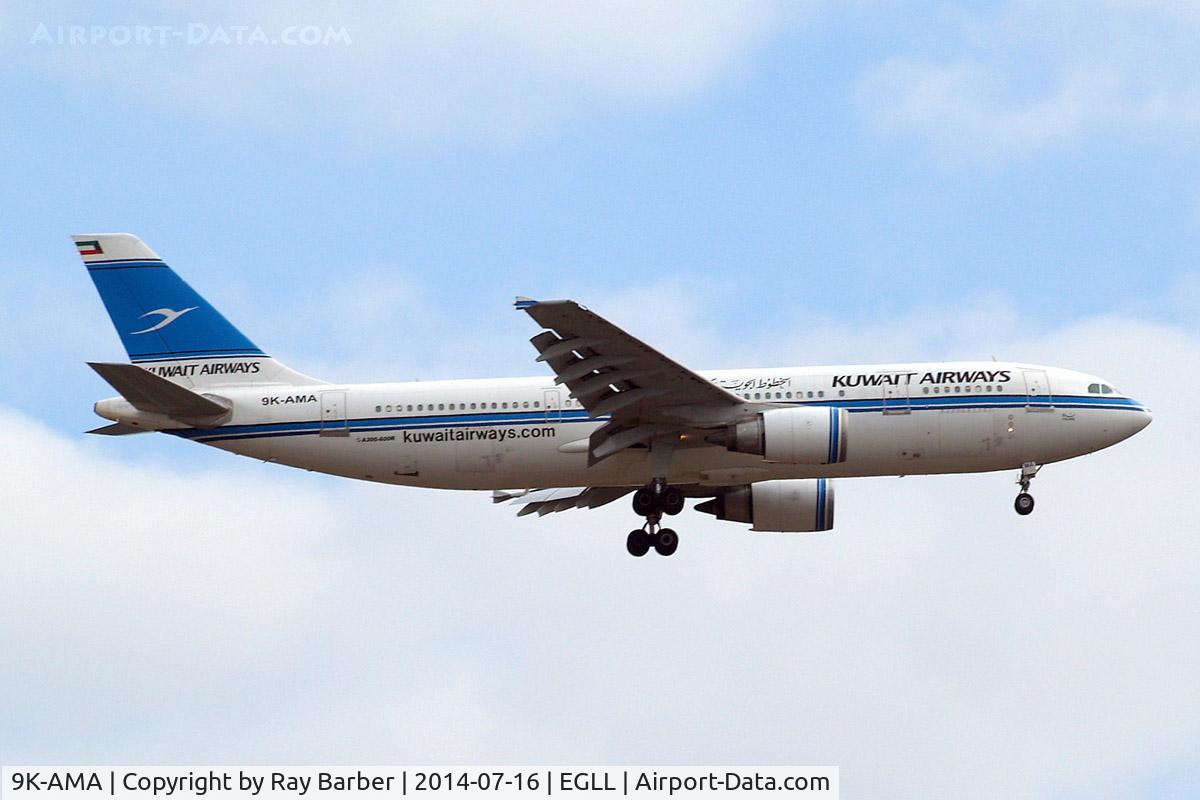 9K-AMA, 1993 Airbus A300B4-605R C/N 673, Airbus A300B4-605R [673] (Kuwait Airways) Home~G 16/07/2014. On approach 27L.