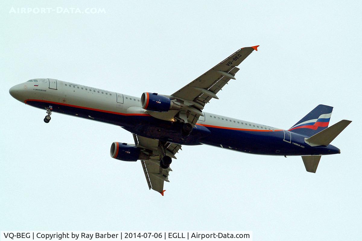 VQ-BEG, 2009 Airbus A321-211 C/N 4116, Airbus A321-211 [4116] (Aeroflot Russian Airlines) Home~G 06/07/2014. On approach 27R.