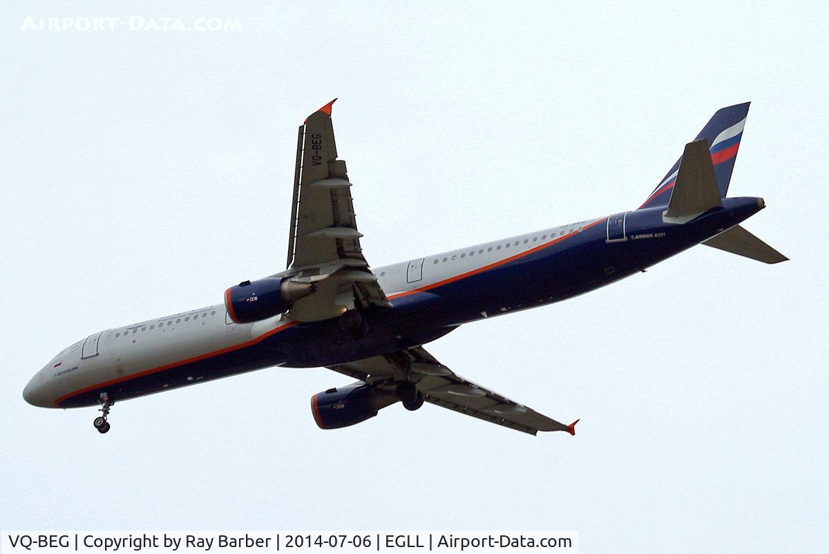 VQ-BEG, 2009 Airbus A321-211 C/N 4116, Airbus A321-211 [4116] (Aeroflot Russian Airlines) Home~G 06/07/2014. On approach 27R.