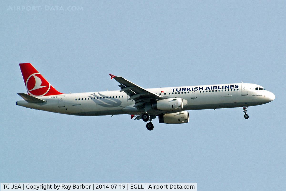 TC-JSA, 2012 Airbus A321-231 C/N 5154, Airbus A321-231 [5154] (Turkish Airlines) Home~G 19/07/2014. On approach 27L.