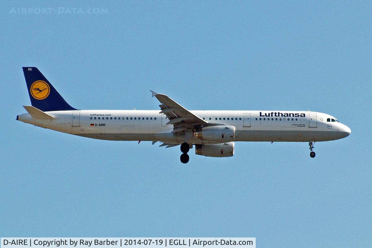 D-AIRE, 1994 Airbus A321-131 C/N 0484, Airbus A321-131 [0484] (Lufthansa) Home~G 19/07/2014. On approach 27L.