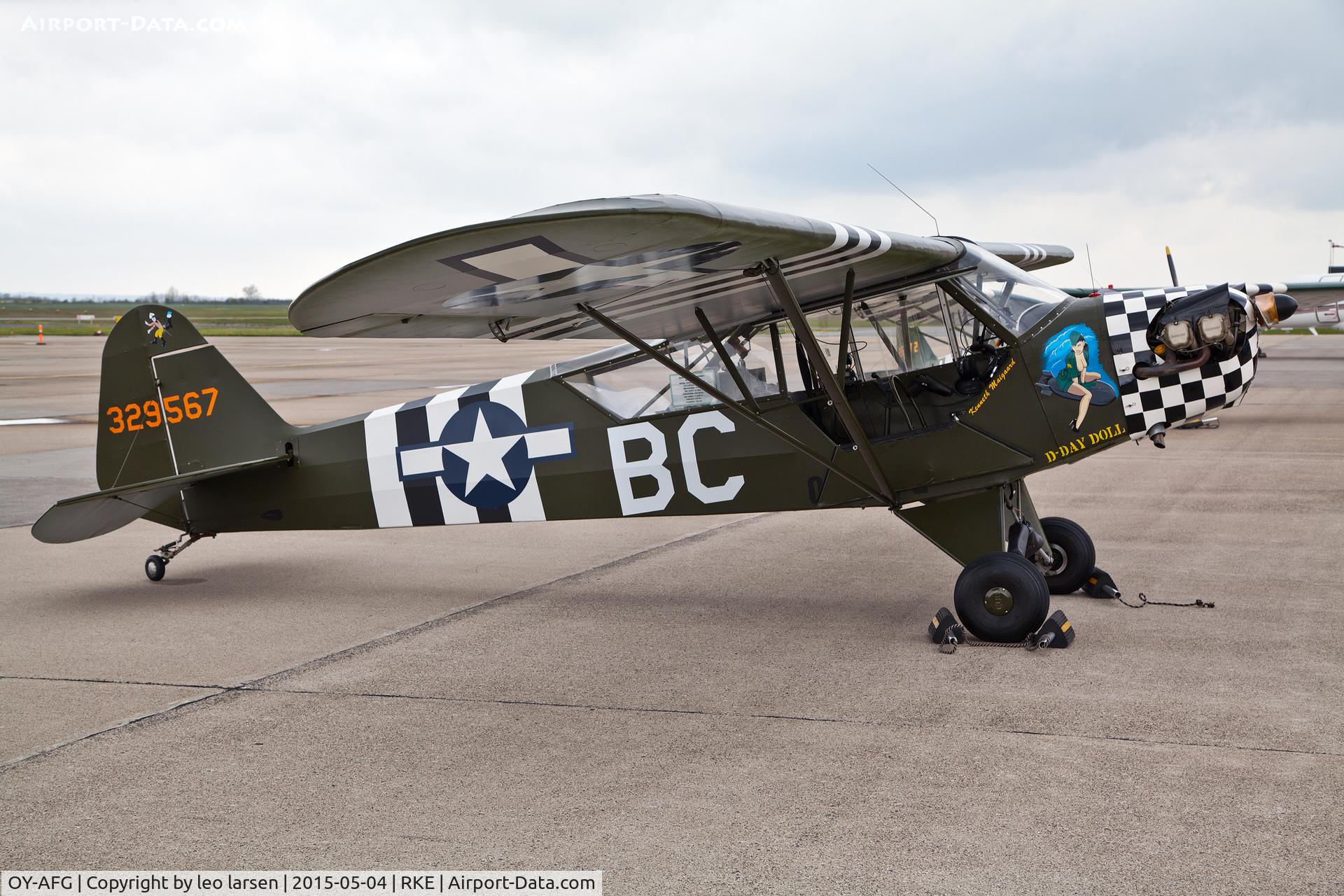 OY-AFG, 1943 Piper L-4H Grasshopper (J3C-65D) C/N 10858, Roskilde Denmark 4.5.15