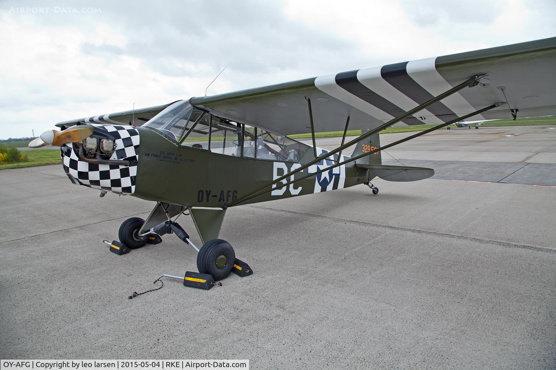 OY-AFG, 1943 Piper L-4H Grasshopper (J3C-65D) C/N 10858, Roskilde Denmark 4.5.15