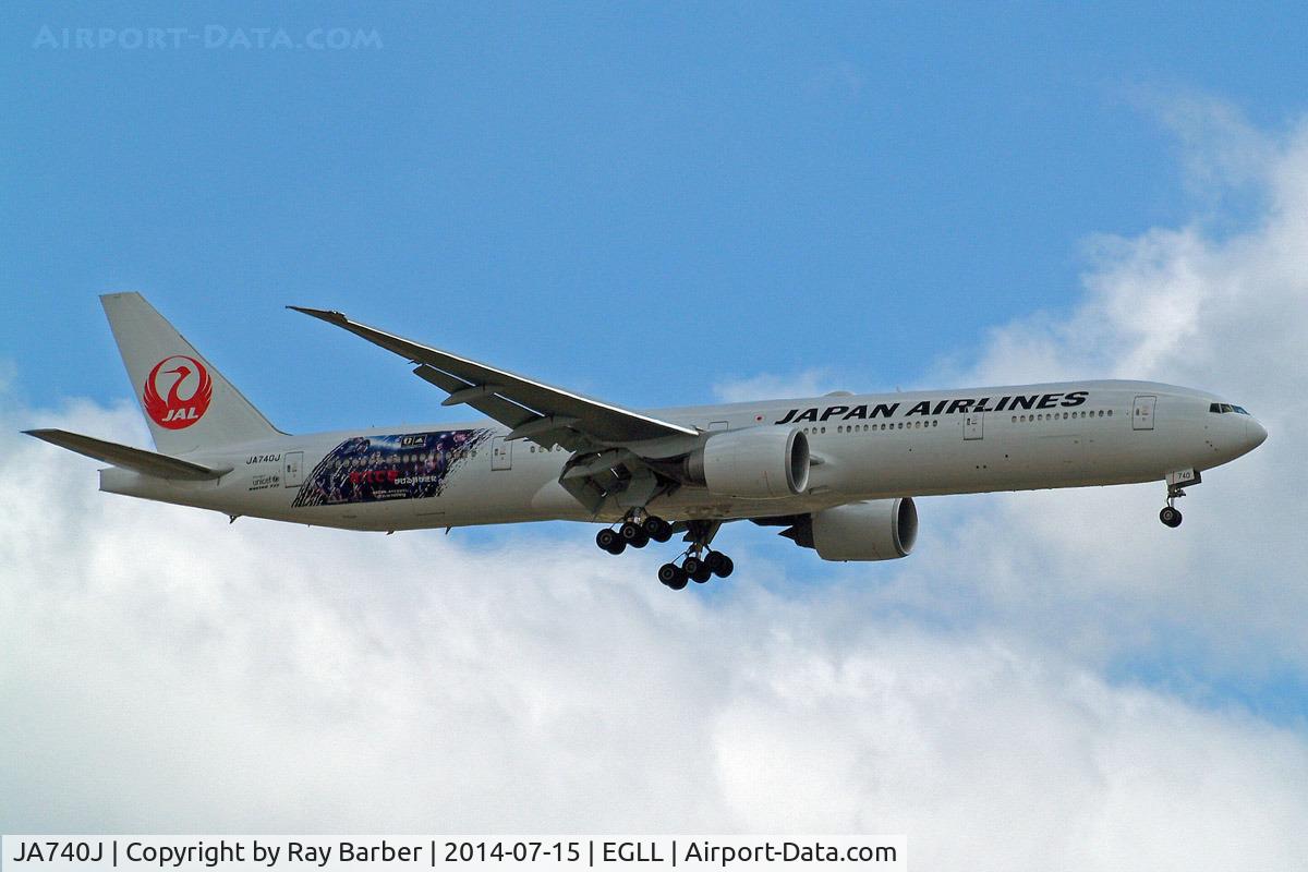 JA740J, 2008 Boeing 777-346 C/N 36127, Boeing 777-346ER [36127] (Japan Airlines) Home~G 15/07/2014. On approach 27L.