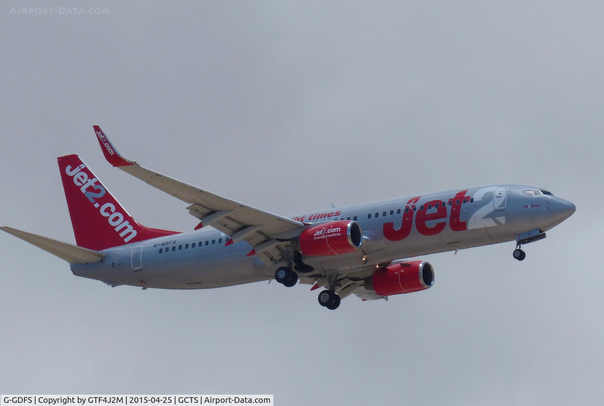 G-GDFS, 2001 Boeing 737-86N C/N 32243, G-GDFS  'Jet2 Tunisia'  on approach to Tenerife South 25.4.15
