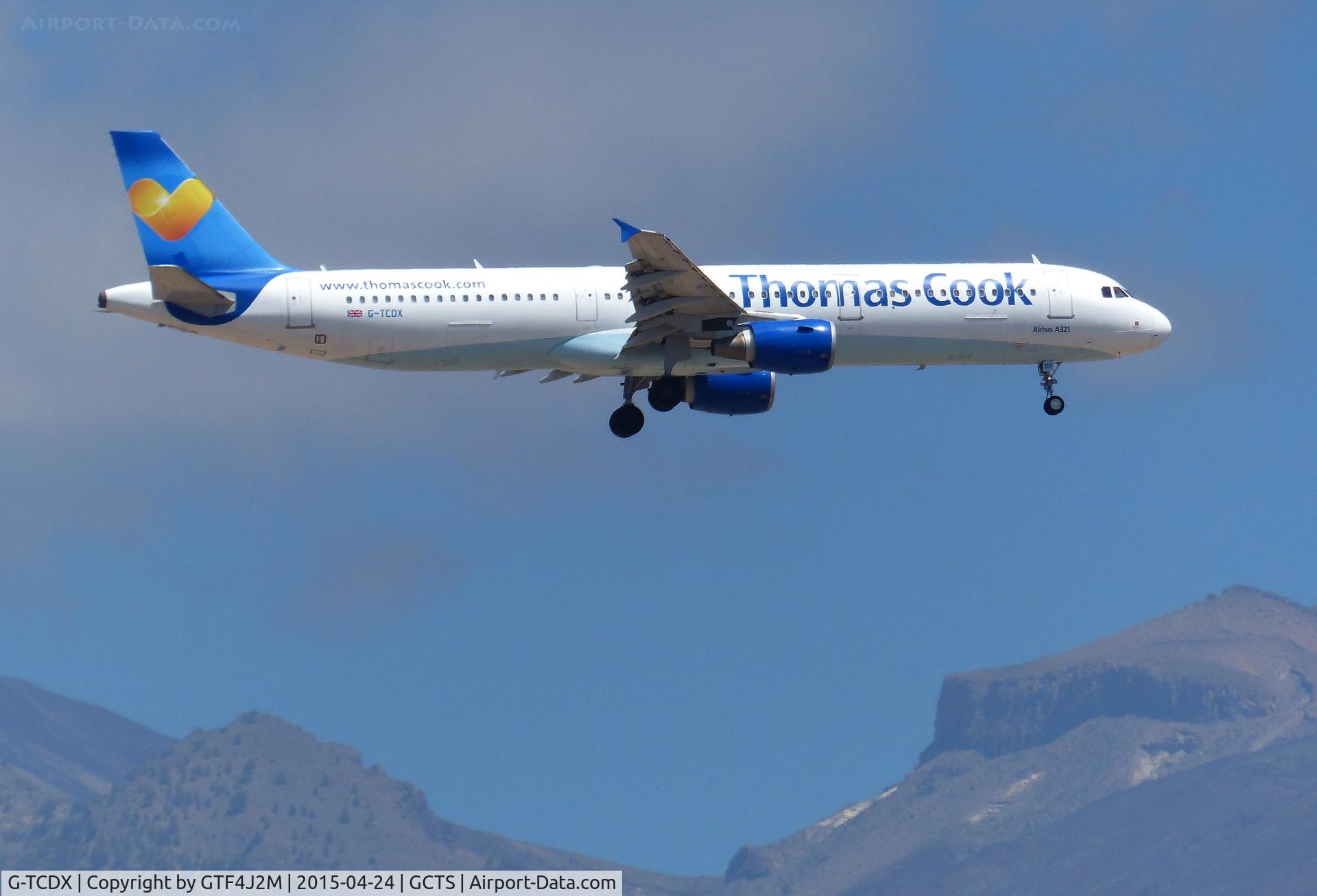G-TCDX, 2002 Airbus A321-211 C/N 1887, G-TCDX  Thomas Cook AL  on pproach to Tenerife South 24.4.15