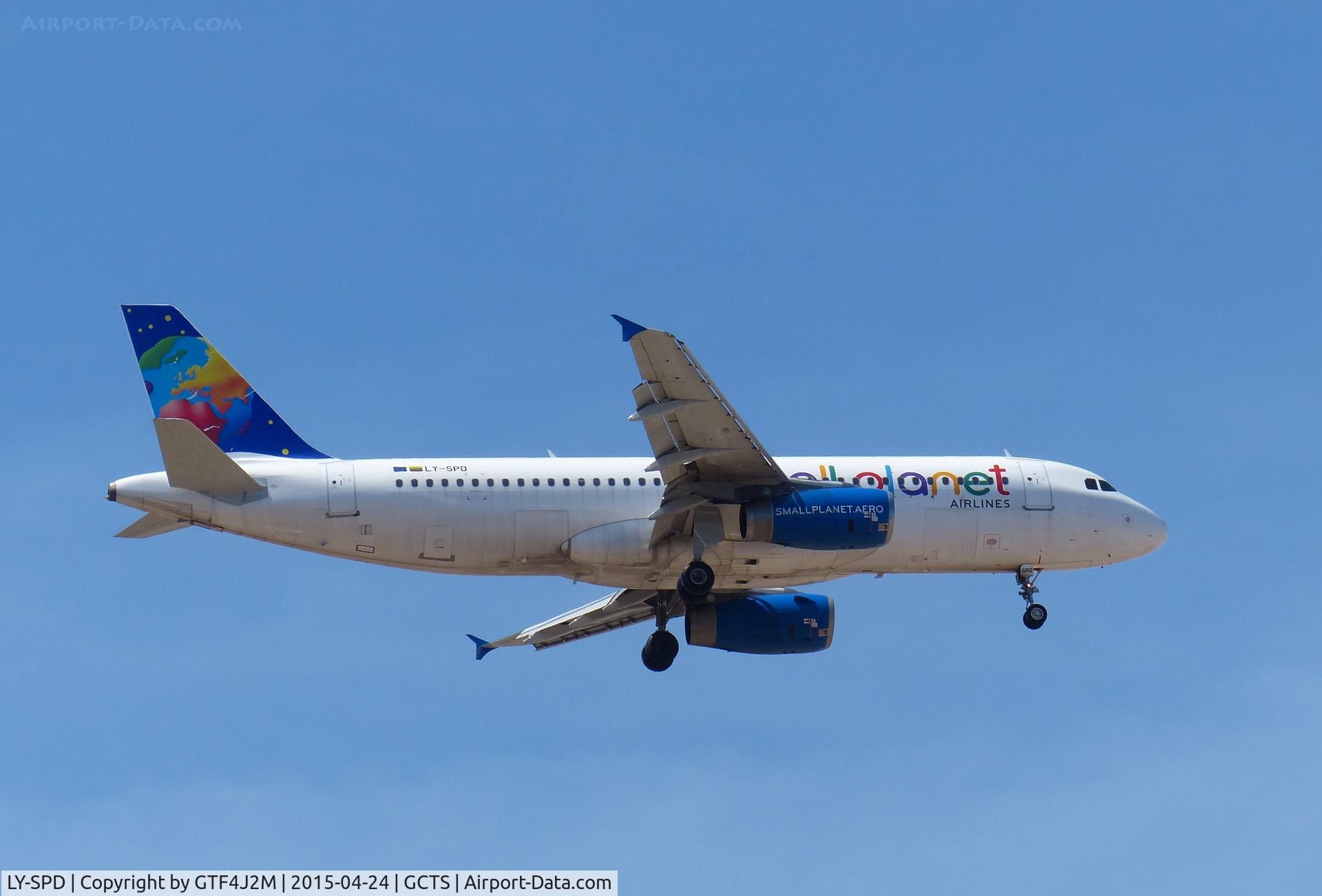 LY-SPD, 1999 Airbus A320-232 C/N 0990, LY-SPD  Small Planet AL  on approach to Tenerife South 24.4.15