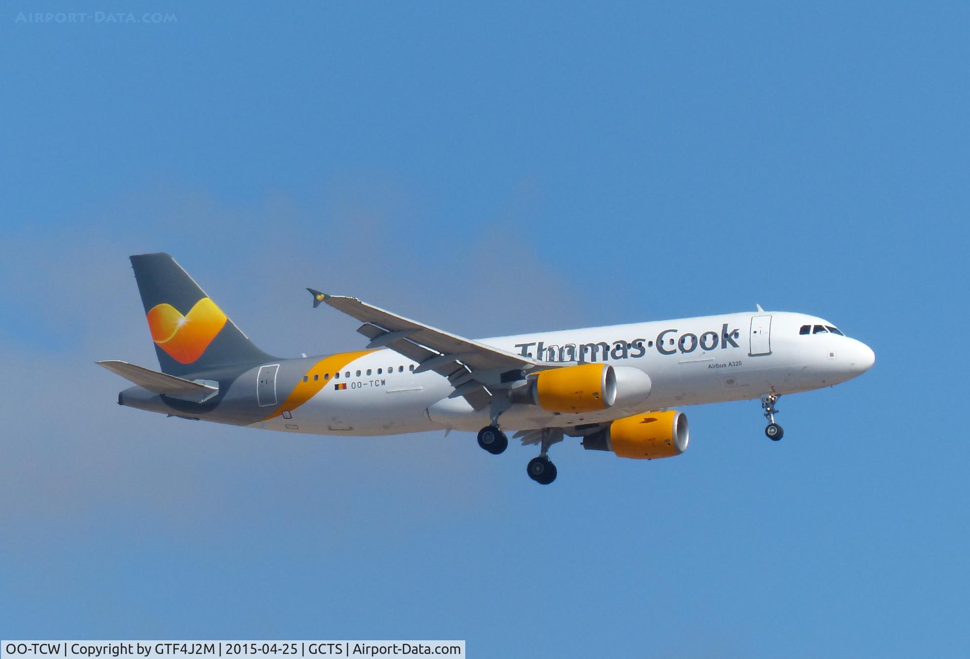 OO-TCW, 2003 Airbus A320-214 C/N 1954, OO-TCW  Thomas Cook AL Belgium  on approach to Tenerife South 25.4.15