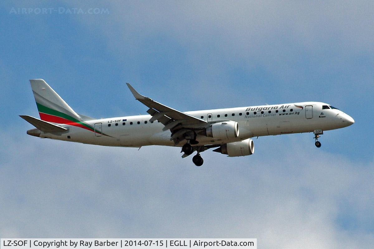 LZ-SOF, 2012 Embraer 190AR (ERJ-190-100IGW) C/N 19000492, Embraer Emb-190-100IGW [19000492] (Bulgaria Air) Home~G 15/07/2014. On approach 27L.