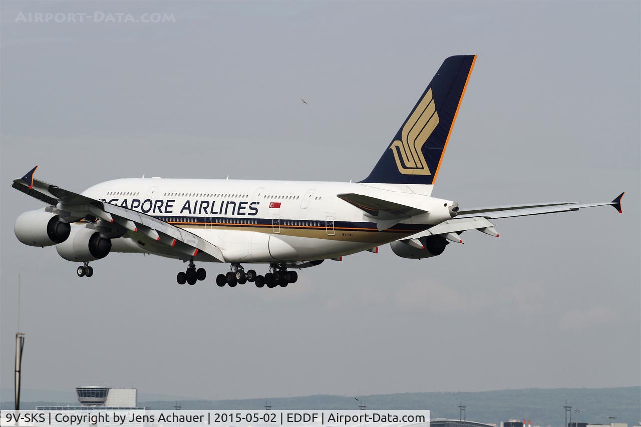 9V-SKS, 2012 Airbus A380-841 C/N 085, Approaching FRA