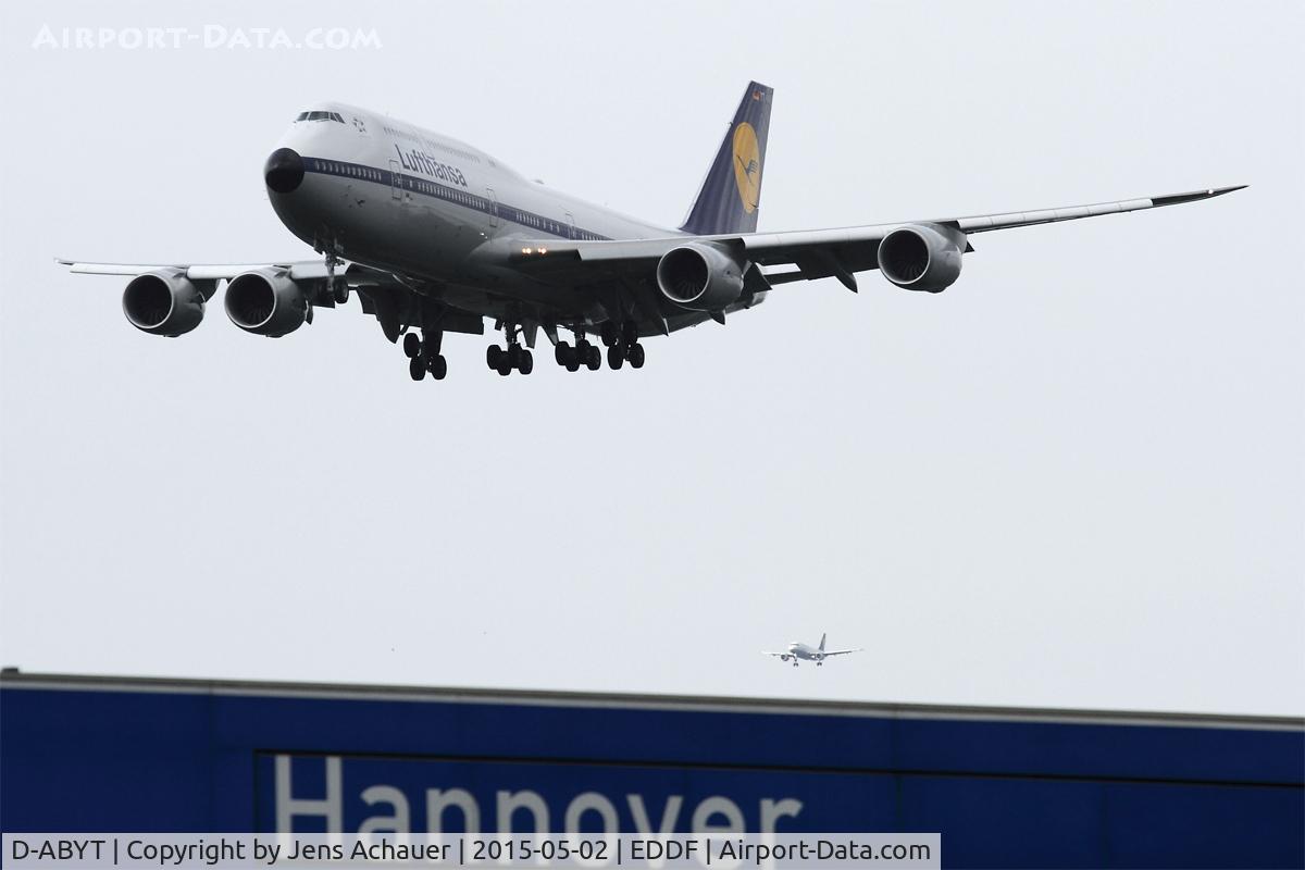 D-ABYT, 2015 Boeing 747-830 C/N 37844, Arriving FRA after a long flight from Tokio