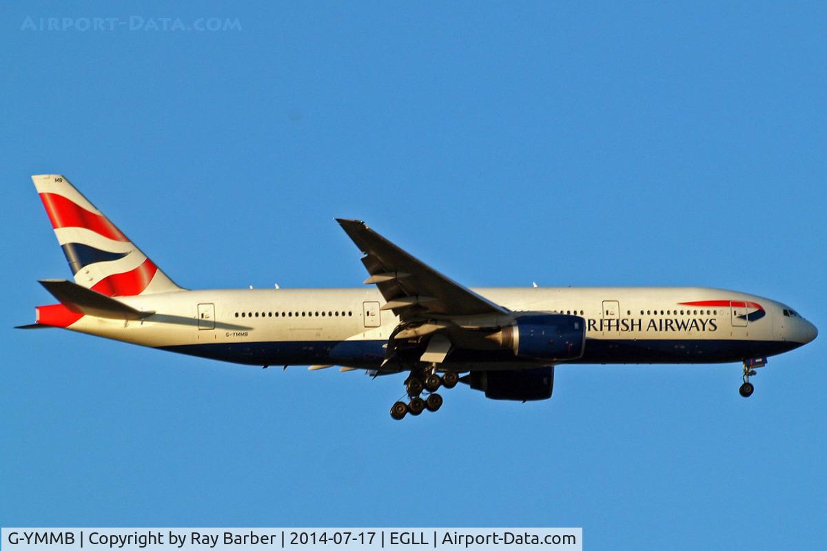 G-YMMB, 2000 Boeing 777-236/ER C/N 30303, Boeing 777-236ER [30303] (British Airways) Home~G 17/07/2014. On approach 27L.