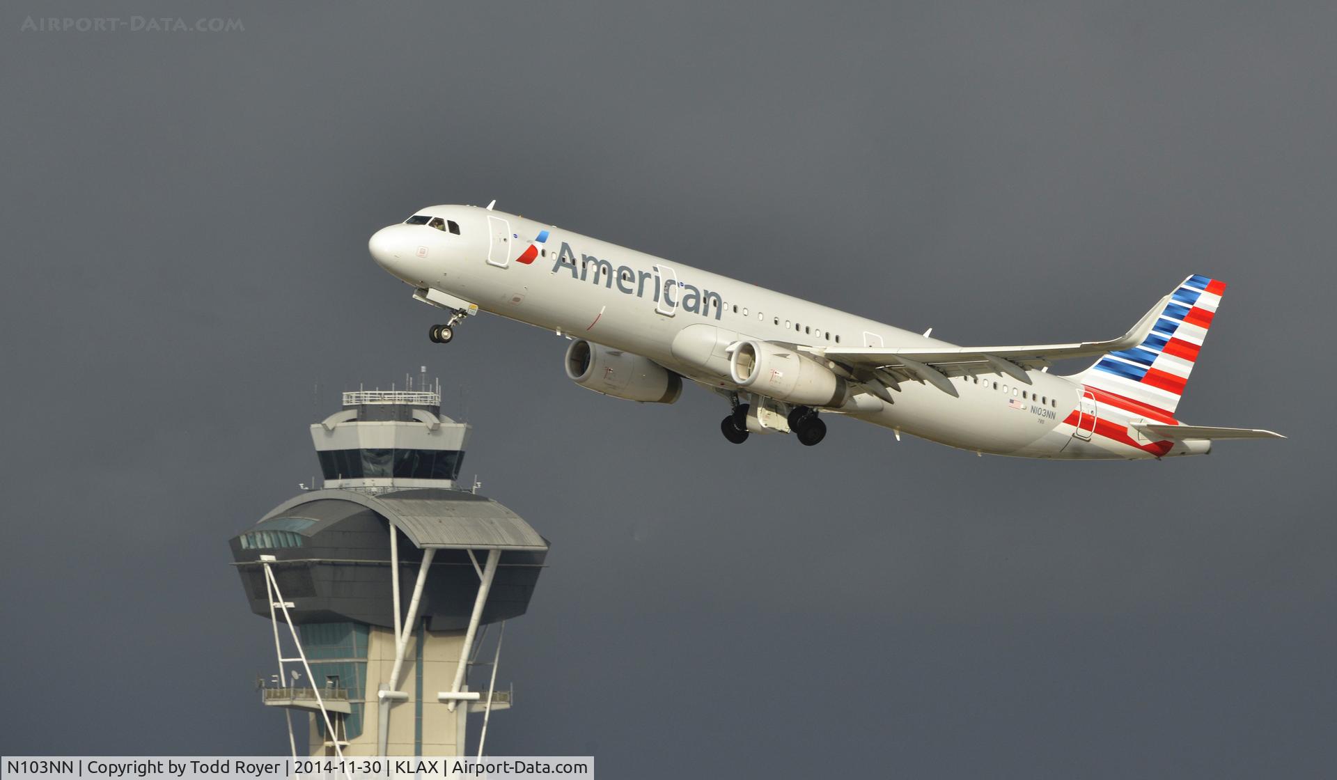 N103NN, 2013 Airbus A321-231 C/N 5884, Departing LAX on a stormy day
