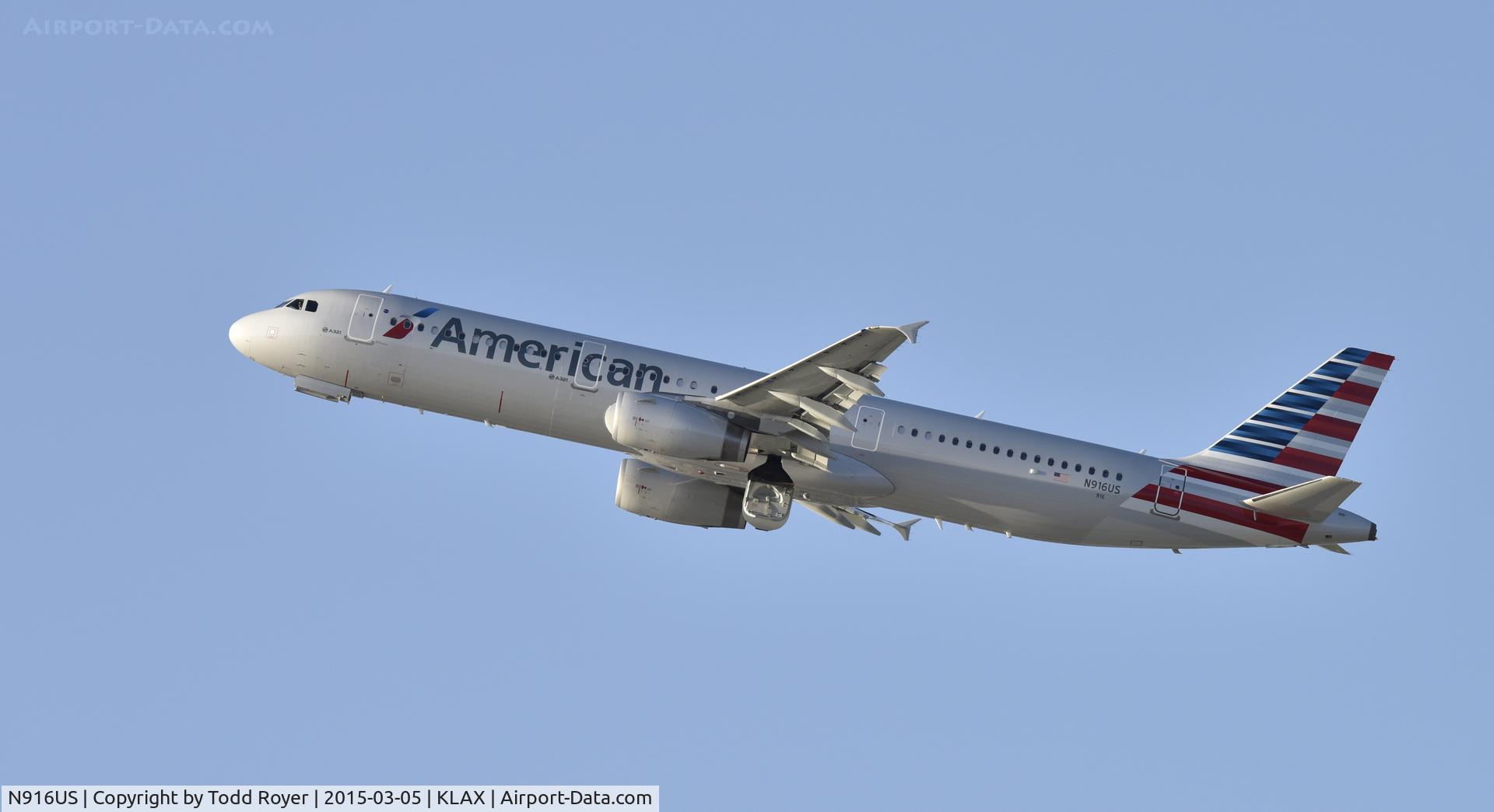N916US, 2014 Airbus A321-231 C/N 6420, Departing LAX