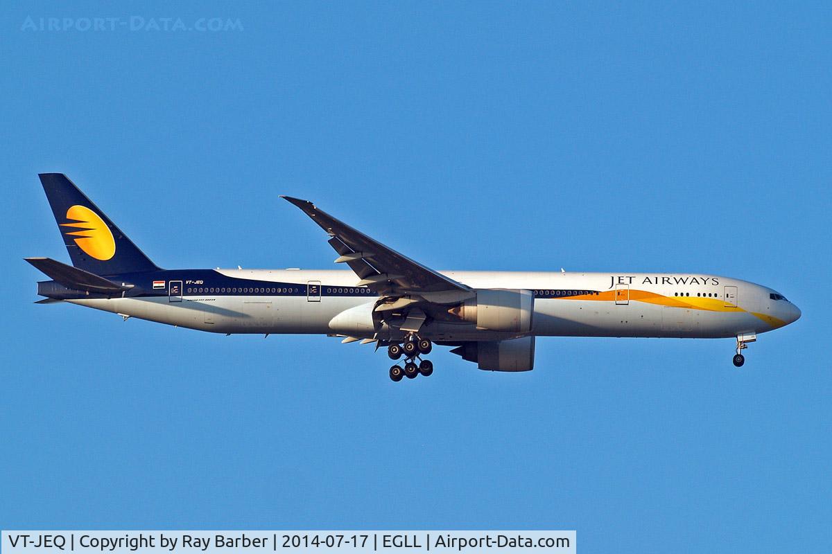 VT-JEQ, 2007 Boeing 777-35R/ER C/N 35161, Boeing 777-35RER [35161] (Jet Airways) Home~G 17/07/2014. On approach 27L.