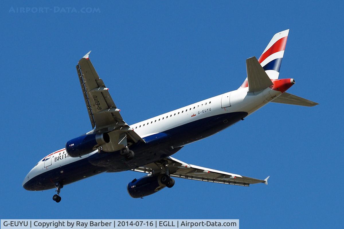 G-EUYU, 2014 Airbus A320-232 C/N 6028, Airbus A320-232 [6028] (British Airways) Home~G 16/07/2014. On approach 27R.