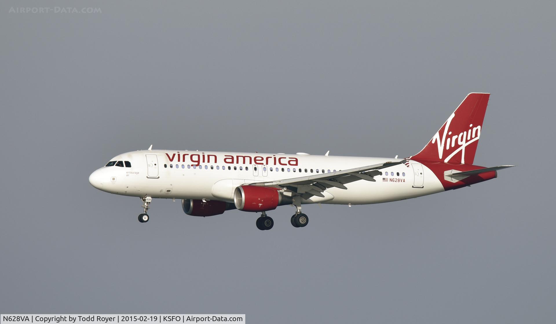 N628VA, 2007 Airbus A320-214 C/N 2993, Landing at SFO